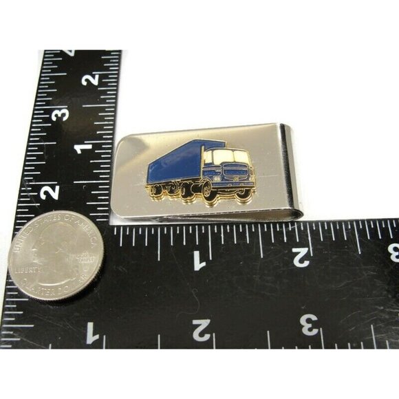 Vintage Stainless Semi Truck Money Clip Men Wallet ID Credit Card Holder - Picture 5 of 7